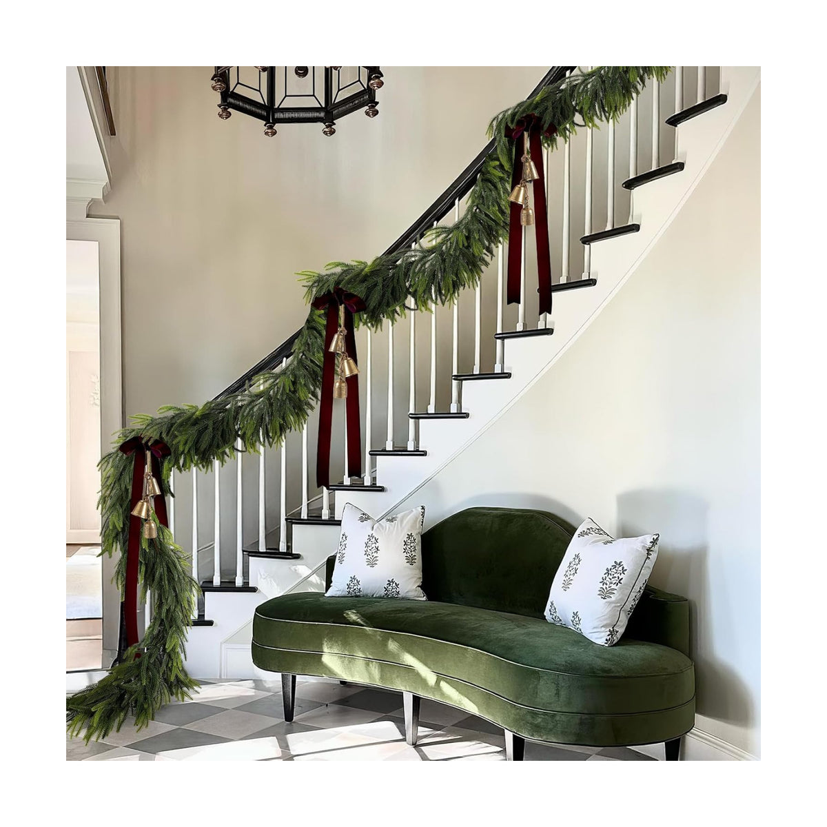 N&T NIETING 15FT Christmas Norfolk Pine Garland Real Touch Pine Artificial Garlands Faux Greenery Garland Winter Christmas Garland for Table Mantle Fireplace Indoor Outdoor Xmas Decorations (1 Pcs)