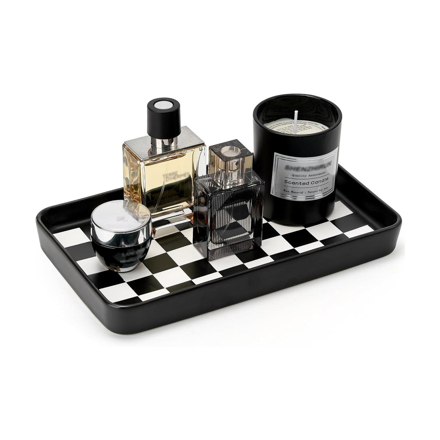 Texture Checkered Surface Bathroom Vanity / Black Color with Checkered Pattern-1 Pc / 10 x 6 x 1