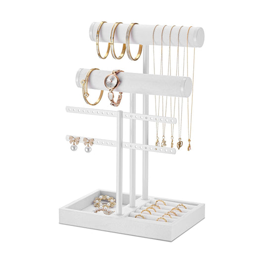 Detachable T Bar Velvet Bracelet Holder / Pure White / Standard
