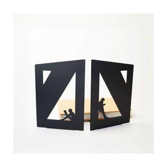 1 Pair Reading Couple Metal Book Ends to Hold Books / Black / Set of 2