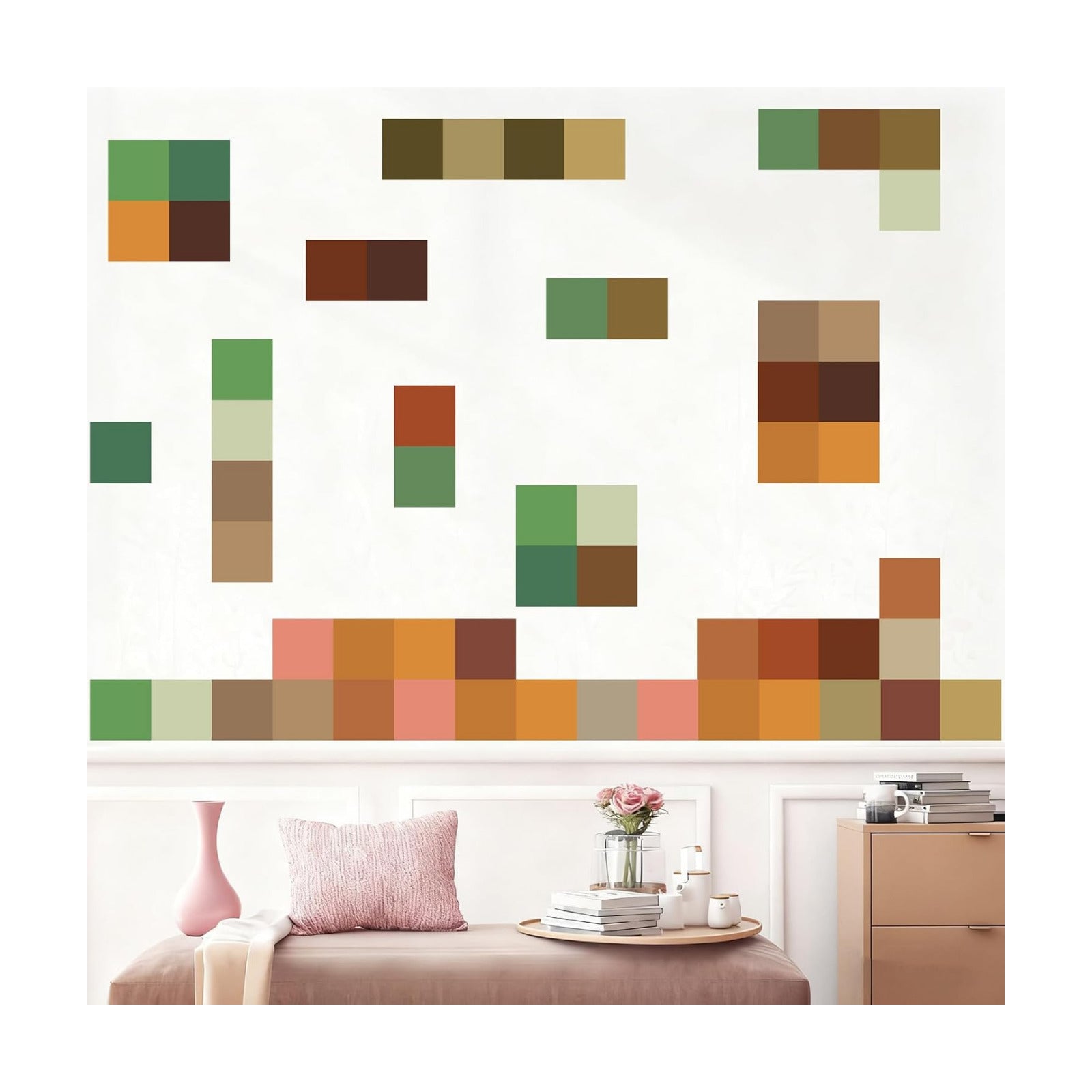 Pixel Wall Decals Geometric Square Wall Stickers Removable Pixel Gamer Vinyl Decals Game / Block