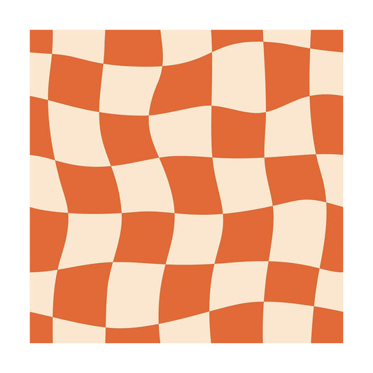 Wallpaper Peel and Stick Burnt Beige Pink Checkered Contact / 17.5 x 80 / Retro Checkered / Orange