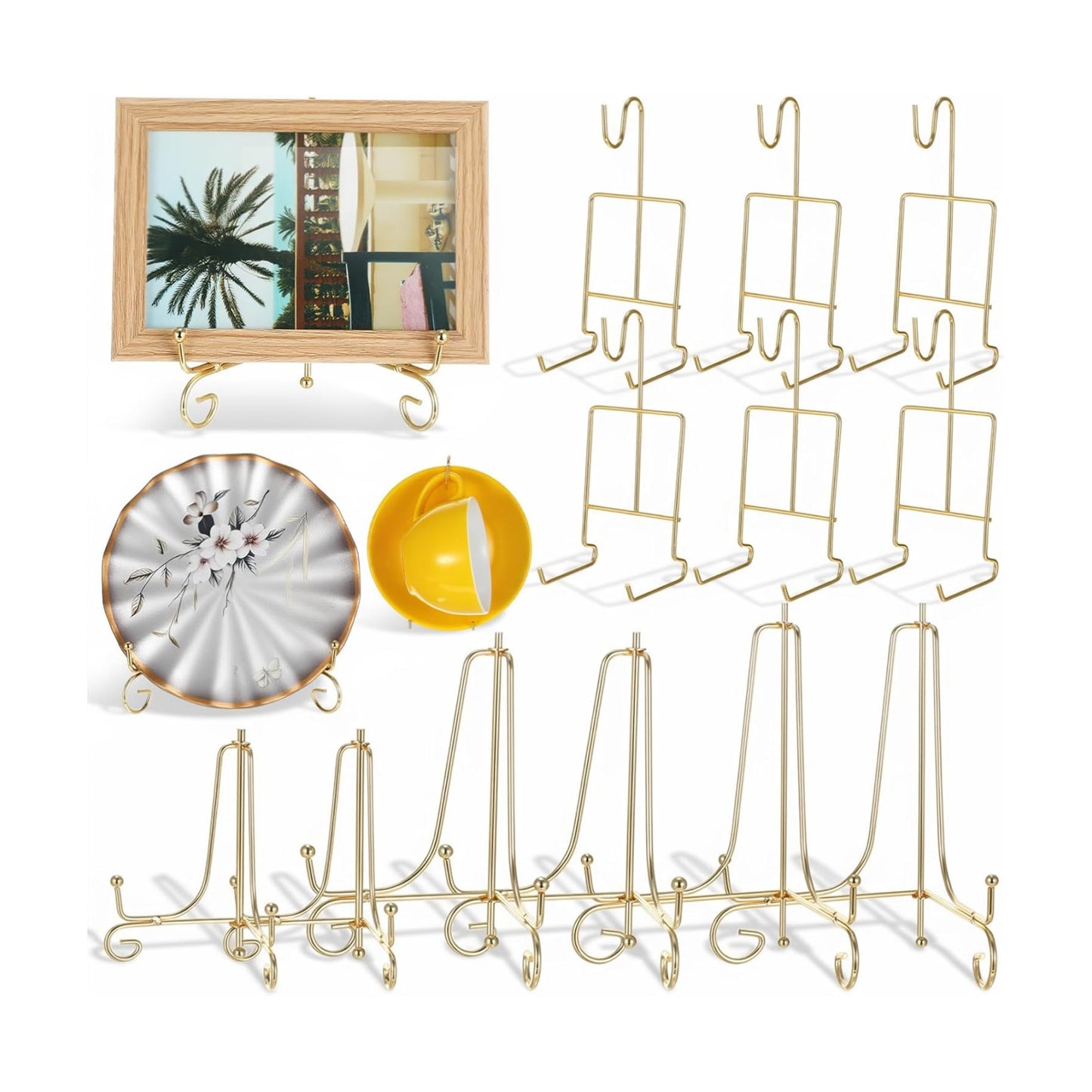 3 Size Plate Stands for Display / Gold / 8 Inch / Set of 6