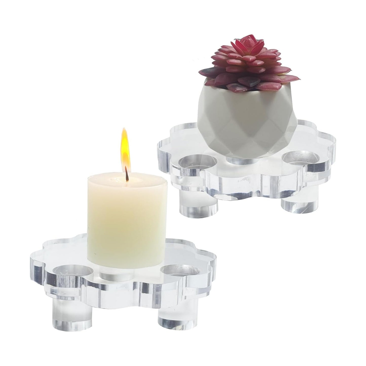 Diameter Thick Scalloped Stands / 4 Inch / Clear / 4.6 Inch / Set of 2
