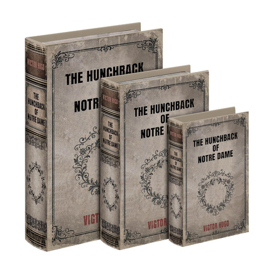 Vintage Faux Leather Decorative Book Box / 3 x The Hunchback of Notre Dame / Set of 3