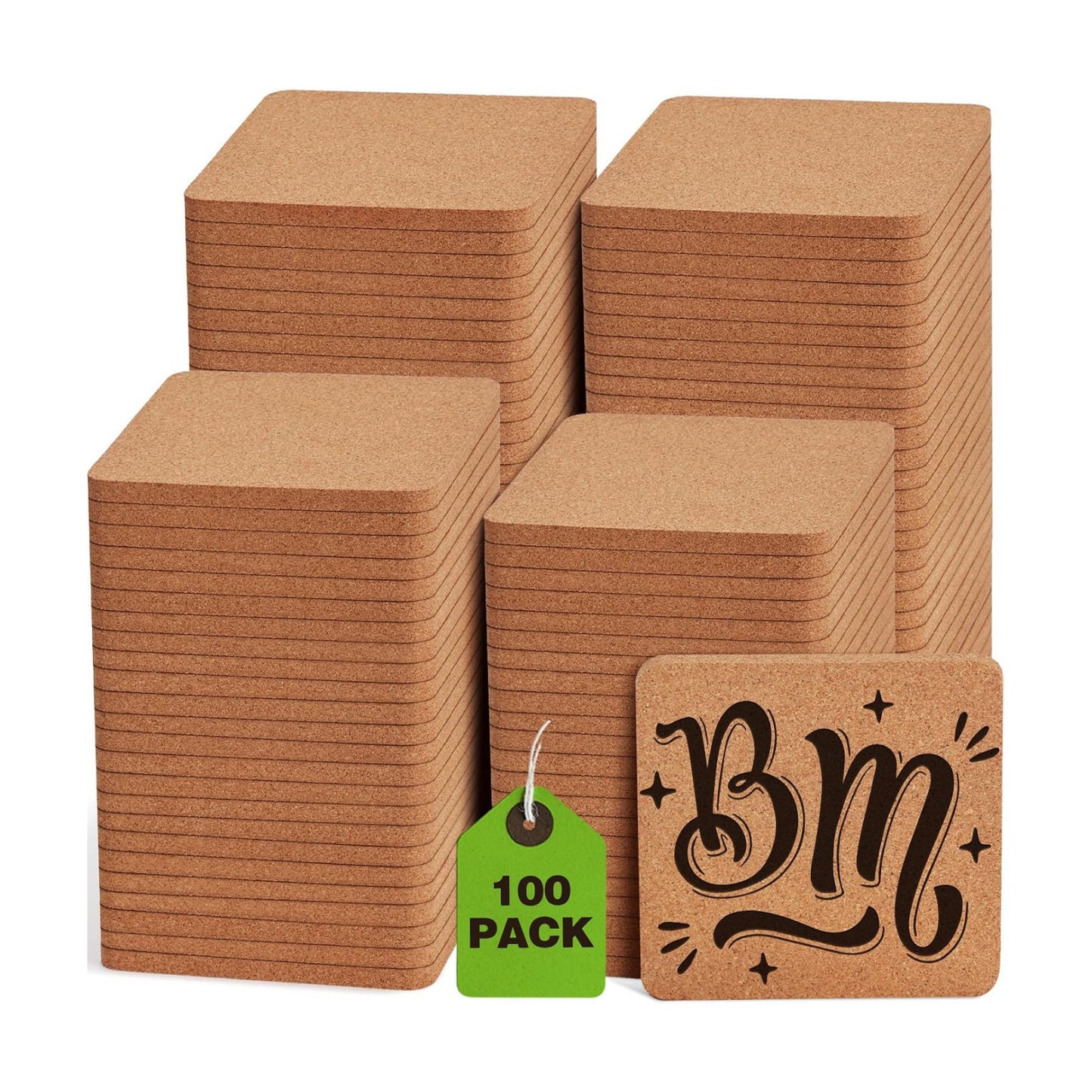 Cork Coasters for Laser Engraving / Square / Set of 100