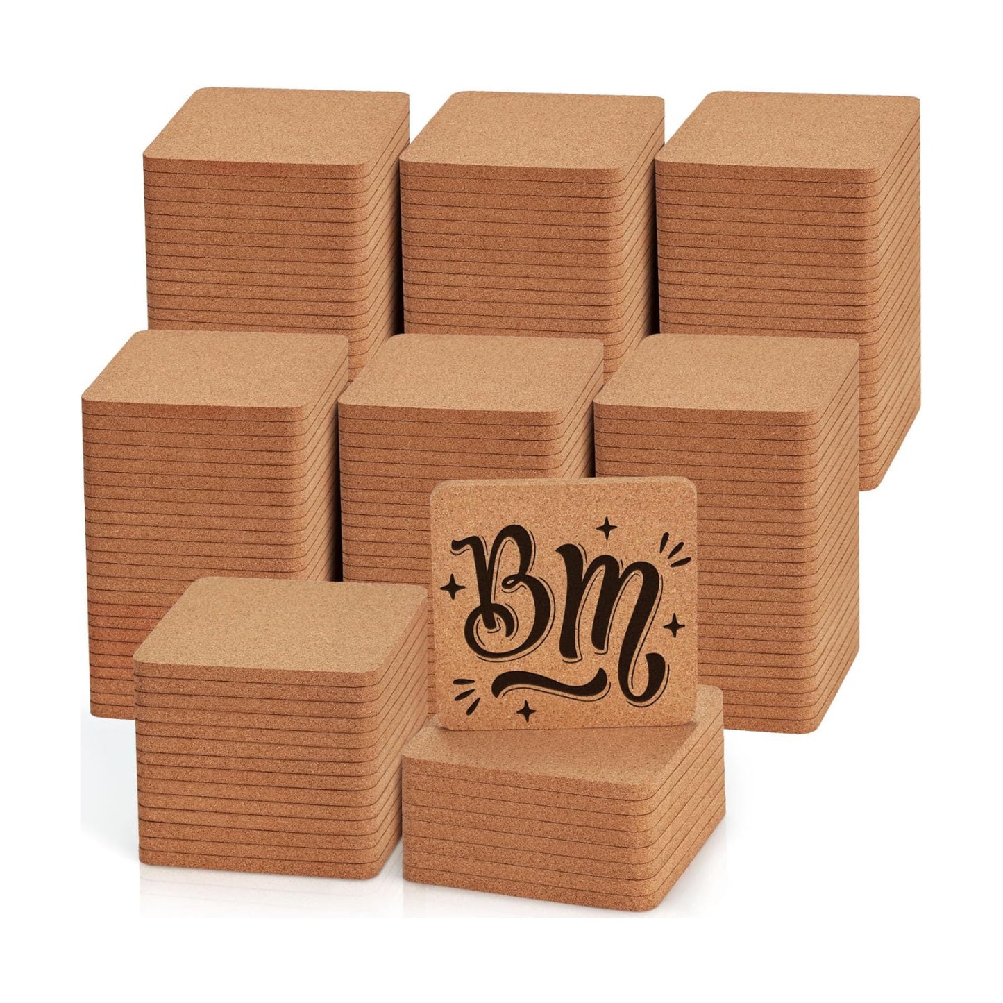 Cork Coasters for Laser Engraving / Square / Set of 160