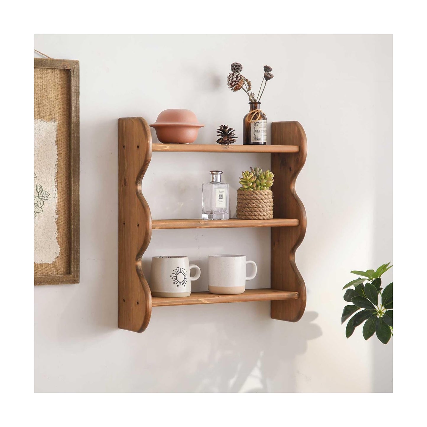 Rustic Floating Shelves Wall Mounted Storage Rack / Brown