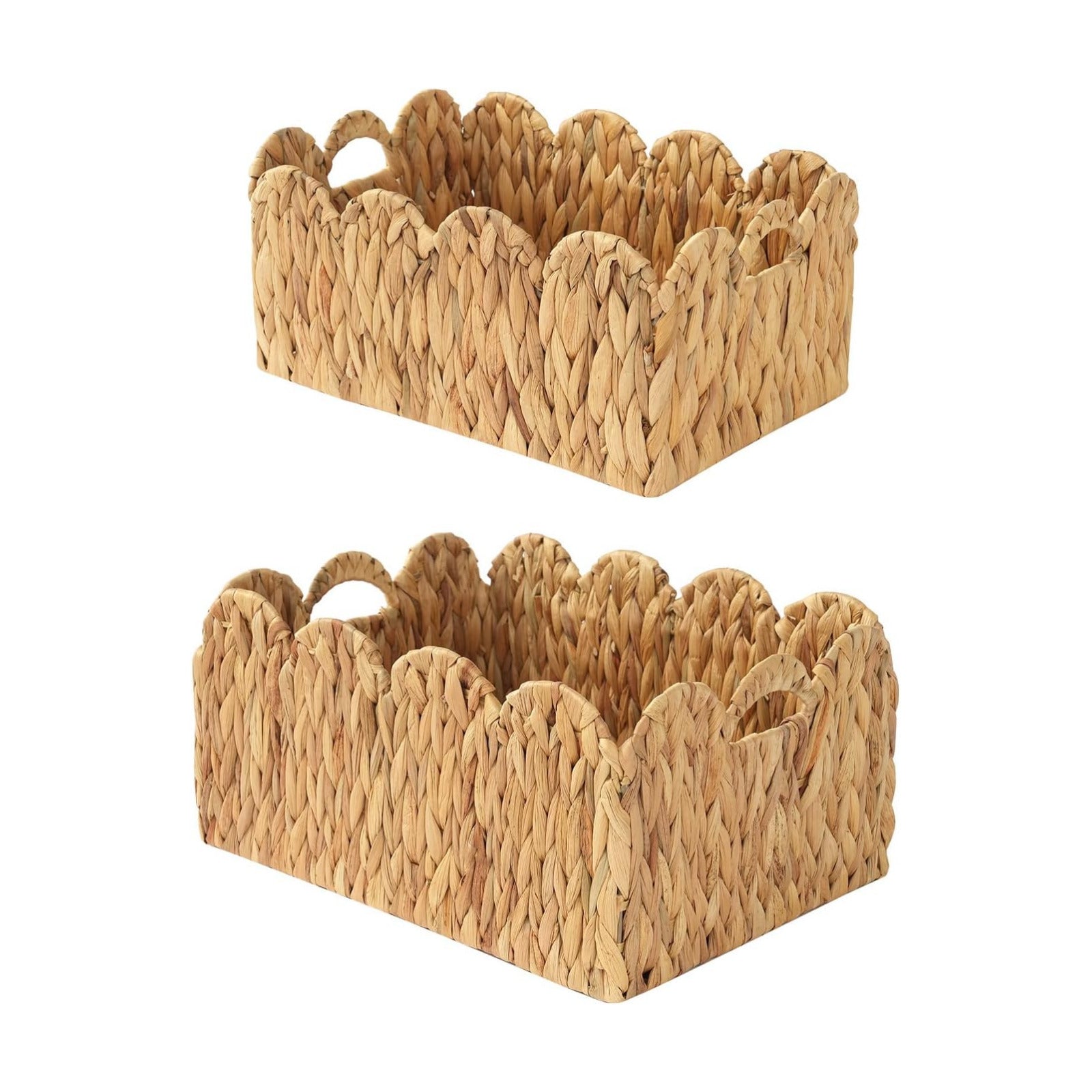 Wicker Baskets / Large &Small Woven Storage Basket / 2PC / Wave / 15 Inch / Set of 2