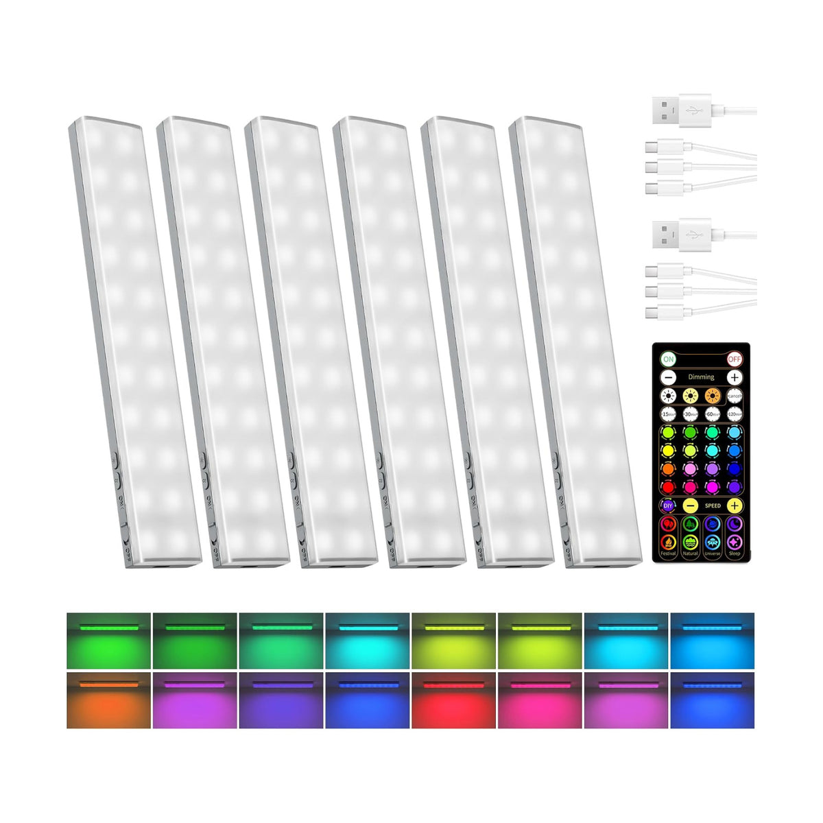 EZVALO 80RGB Color Changing Under Cabinet Lighting, Led Shelf Lights | Wireless, Rechageable, Magnetic, Remote Control