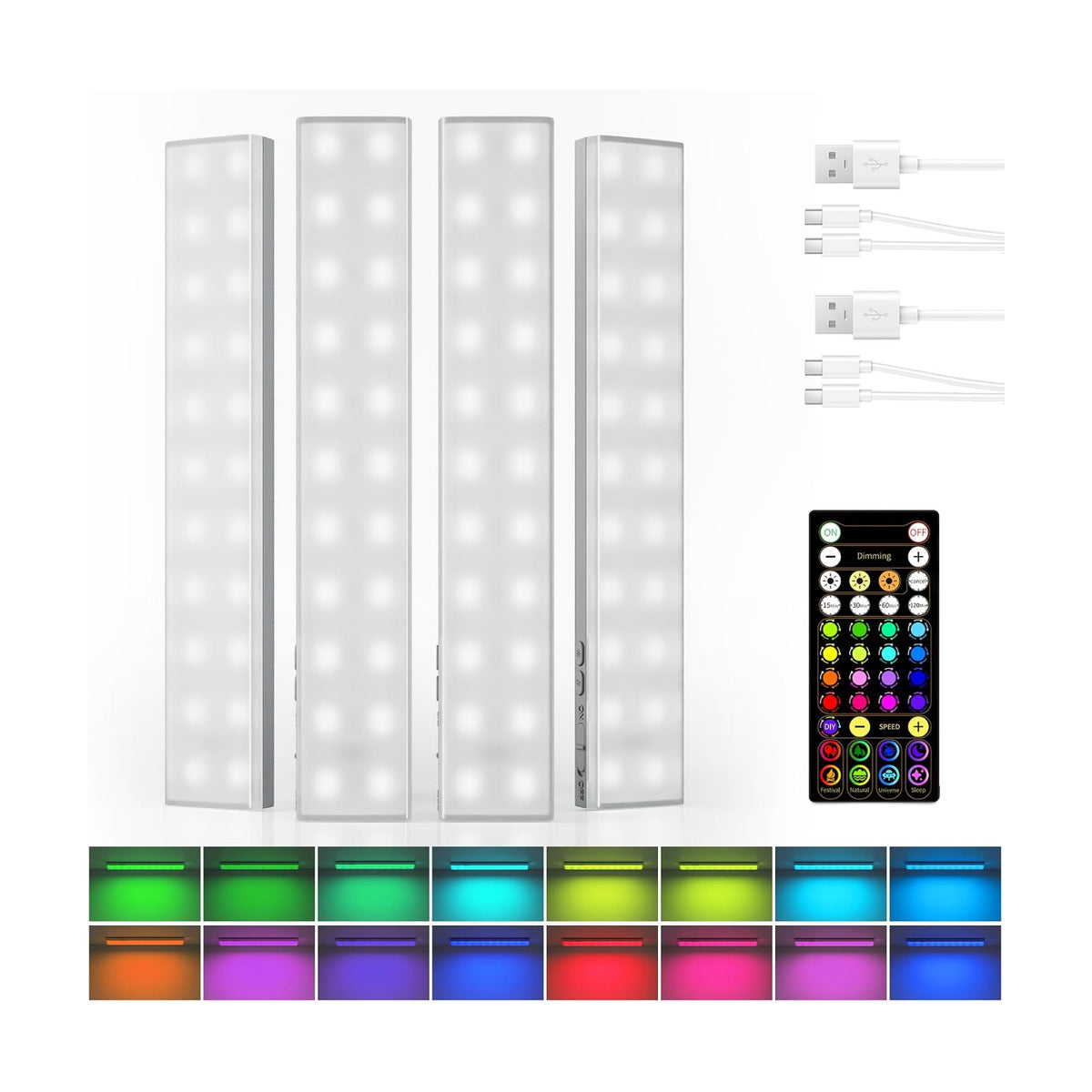 EZVALO 80RGB Under Cabinet Lighting, Shelf Lights, Led Light Bar | Rechargeable, Wireless, Battery Powered, Ambient