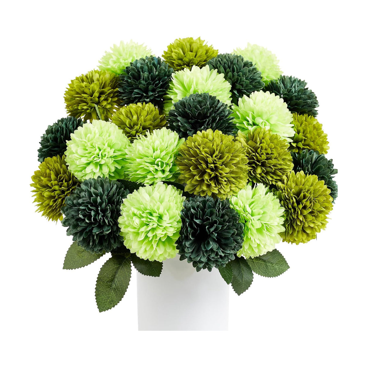 SITUMEIZI 12 Pcs Green Flowers Artificial Chrysanthemums, Fake Mums