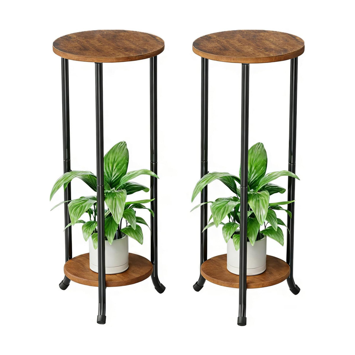 Simple Trending Plant Stand Indoor Outdoor, 29.4” Tall Flower Storage Plant Shelf Set of 2, Round Corner Display Rack