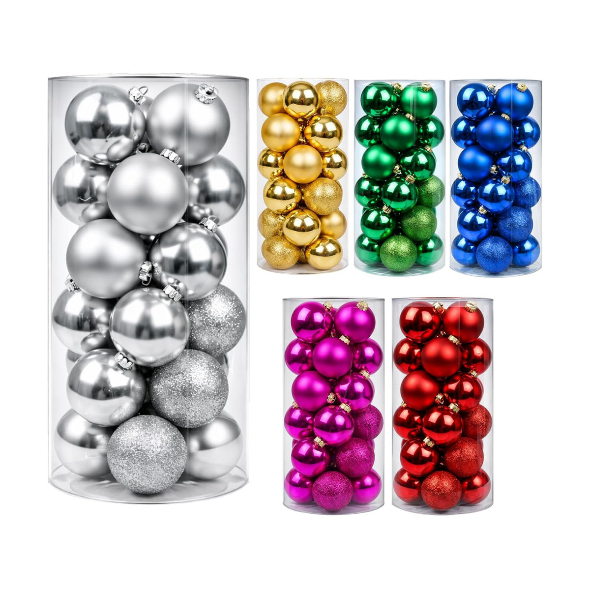 24ct Silvery Christmas Ball - 1.57 Inch Shatterproof Christmas Tree Decoration Ornaments Hanging Ball for Xmas Tree, Holiday, Wedding, Party