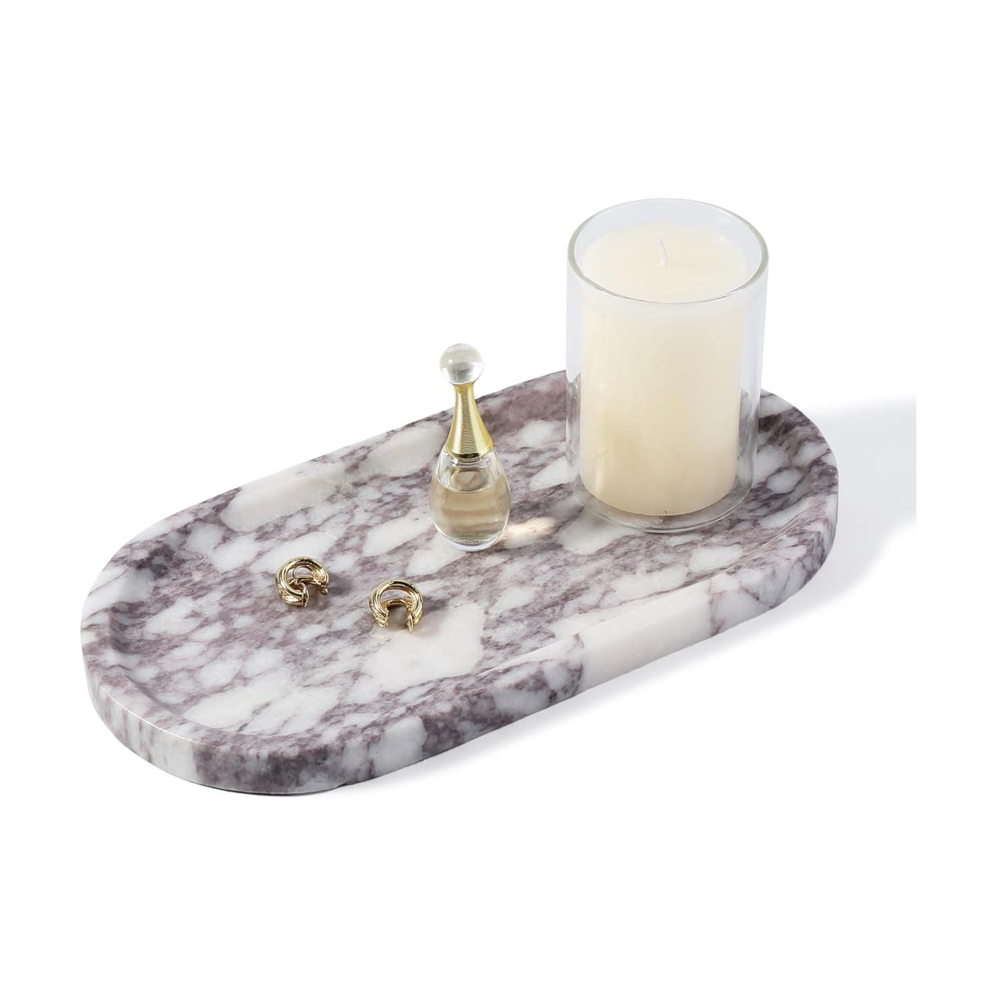 Real Natural Marble Vanity Tray / Calacatta Viola White / 10 x 5 x 0.7