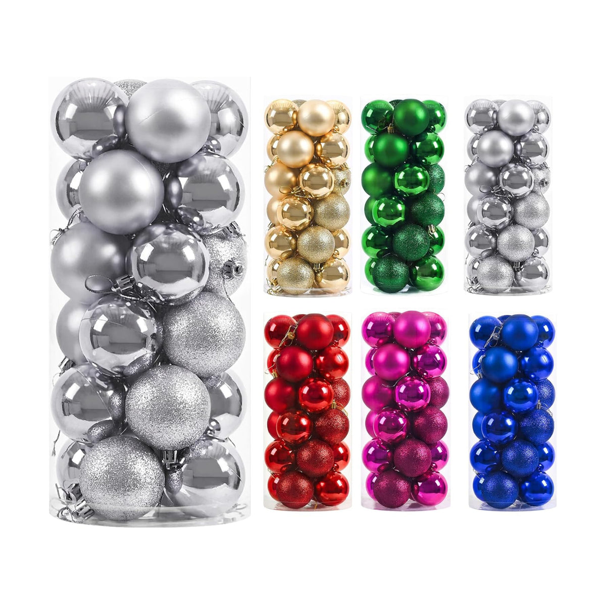 24ct Silvery Christmas Ball - 2.36 Inch Shatterproof Christmas Tree Decoration Ornaments Hanging Ball for Xmas Tree, Holiday, Wedding, Party