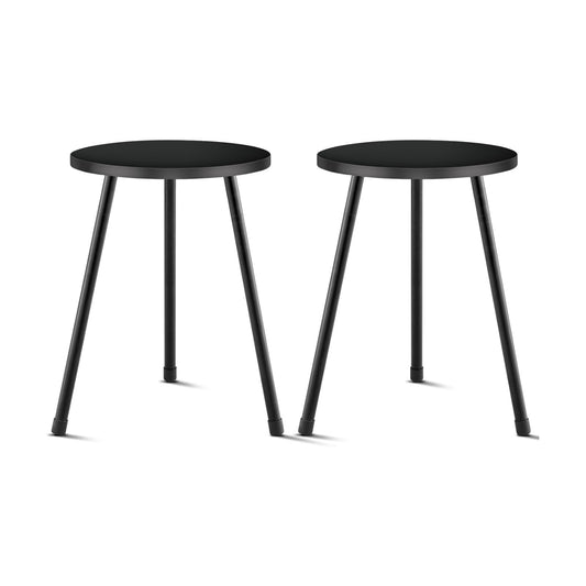 KINNARY Black Plant Stand Indoor Set of 2, Mid Century Wood Plant Table for Flower Pots, Metal Plant Holder, Modern