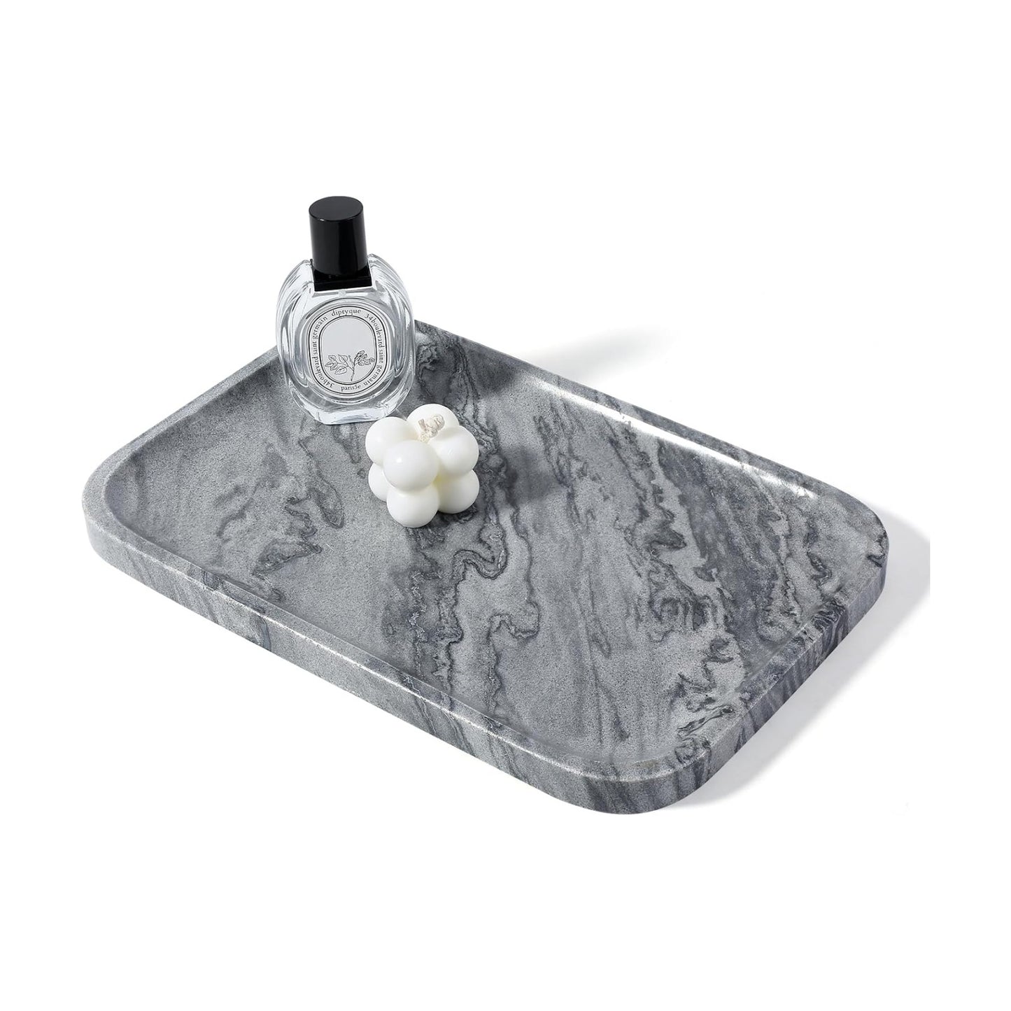 Marble Tray / Natural Marble Vanity Tray for Countertop Bathroom Kitchen Dresser / Gray / 12 x 8