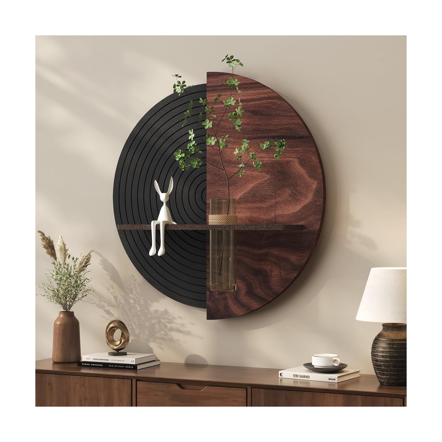 Modern Minimalist Geometric Black Brown Artwork / 24"L x 24"W / Black and Brown