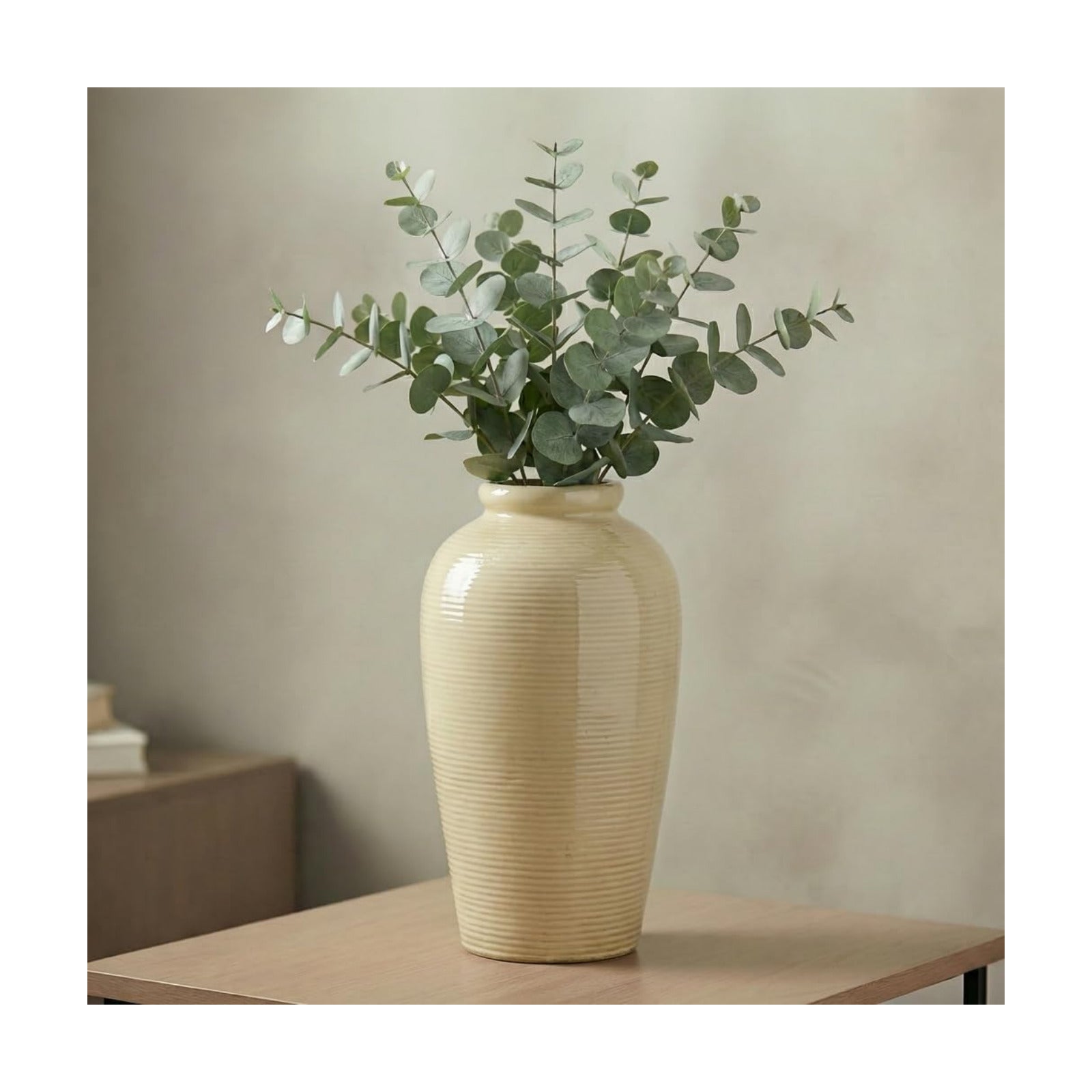 Ceramic Vase / Tall Boho Vases for Flower / 11 Inch / Beige
