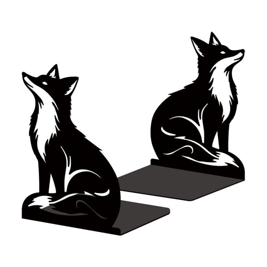 Metal Bookends / Exquisite Bookshelf Decor Book Ends for Heavy Books / Fox / Black