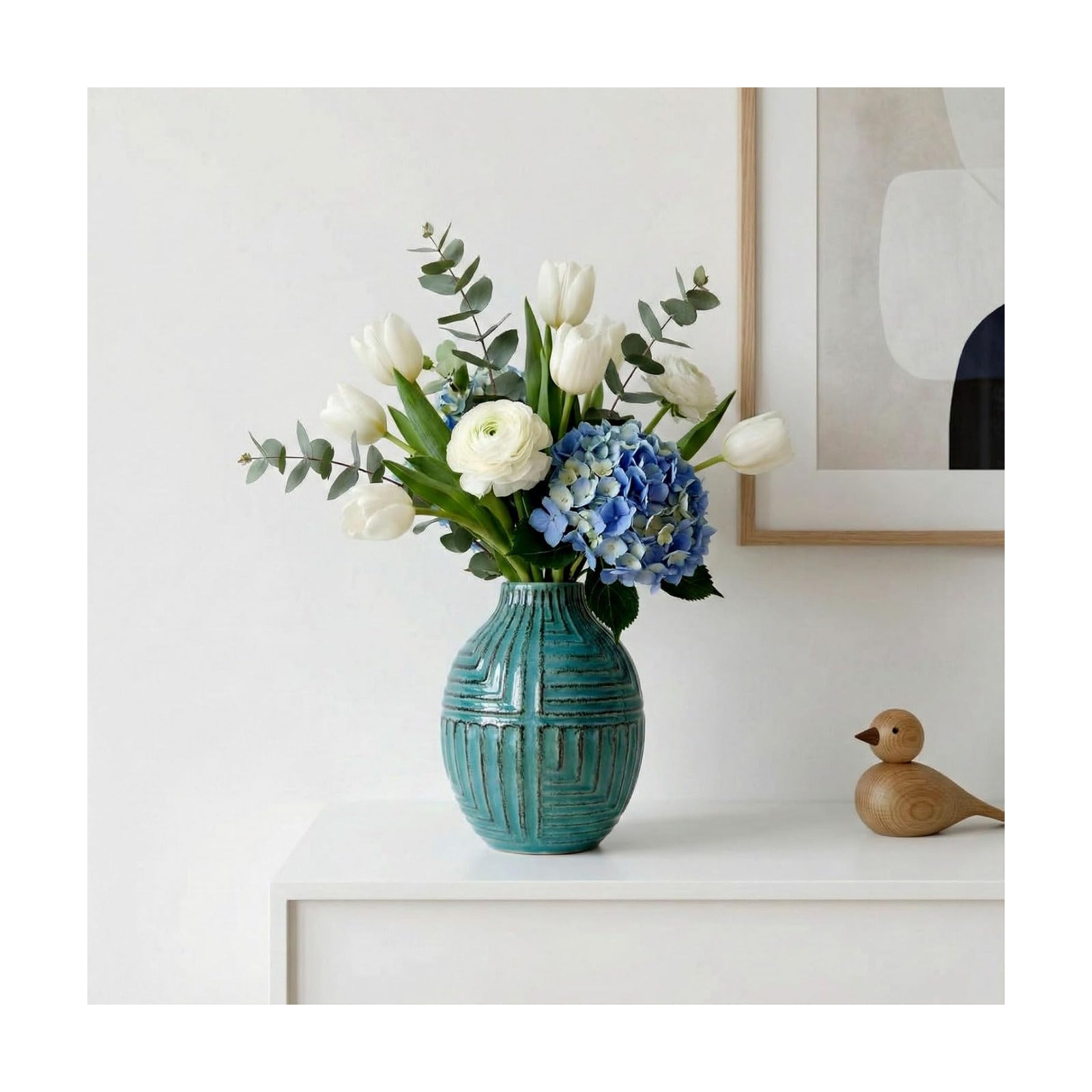 Hand-Glazed Ceramic Vase / Teal / 5.7''h