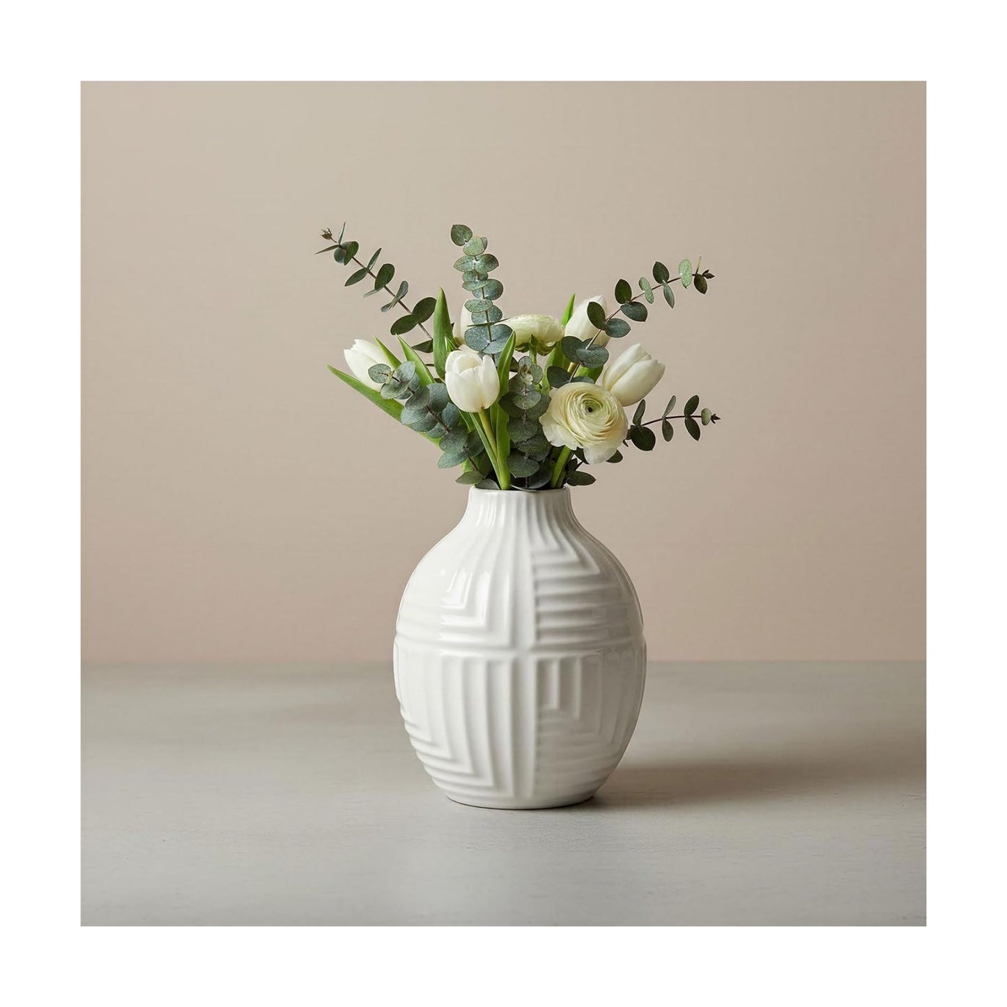 Hand-Glazed Ceramic Vase / White / 5.7''h