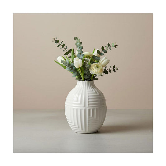 Hand-Glazed Ceramic Vase / White / 5.7''h