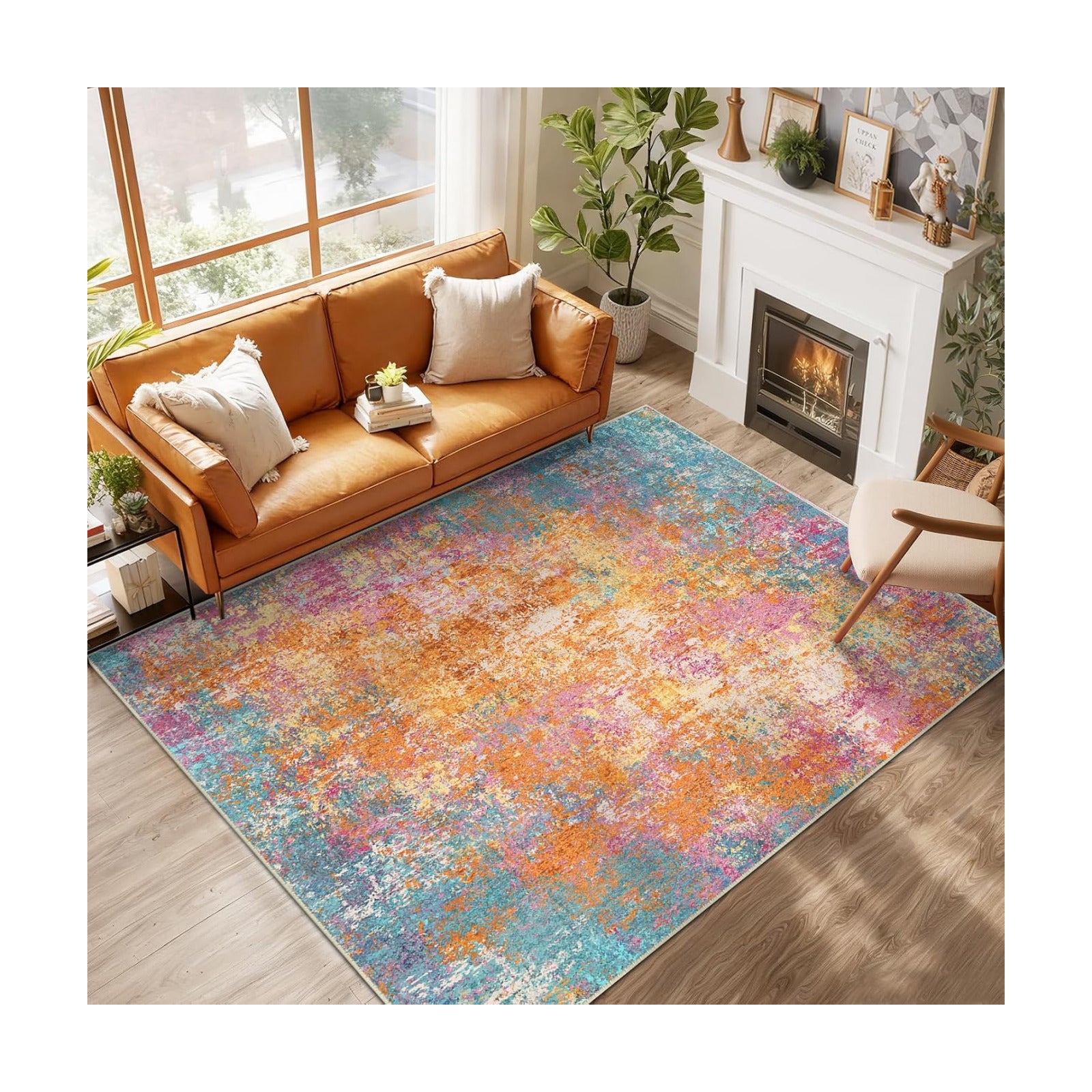 RELEANY Washable 6'x9' Abstract Area Rug for Living Room Starlight