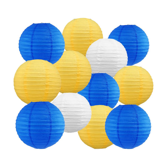 BEISHIDA Blue Yellow White Paper Lanterns 8/10/12 Inch Round Chinese Lamp