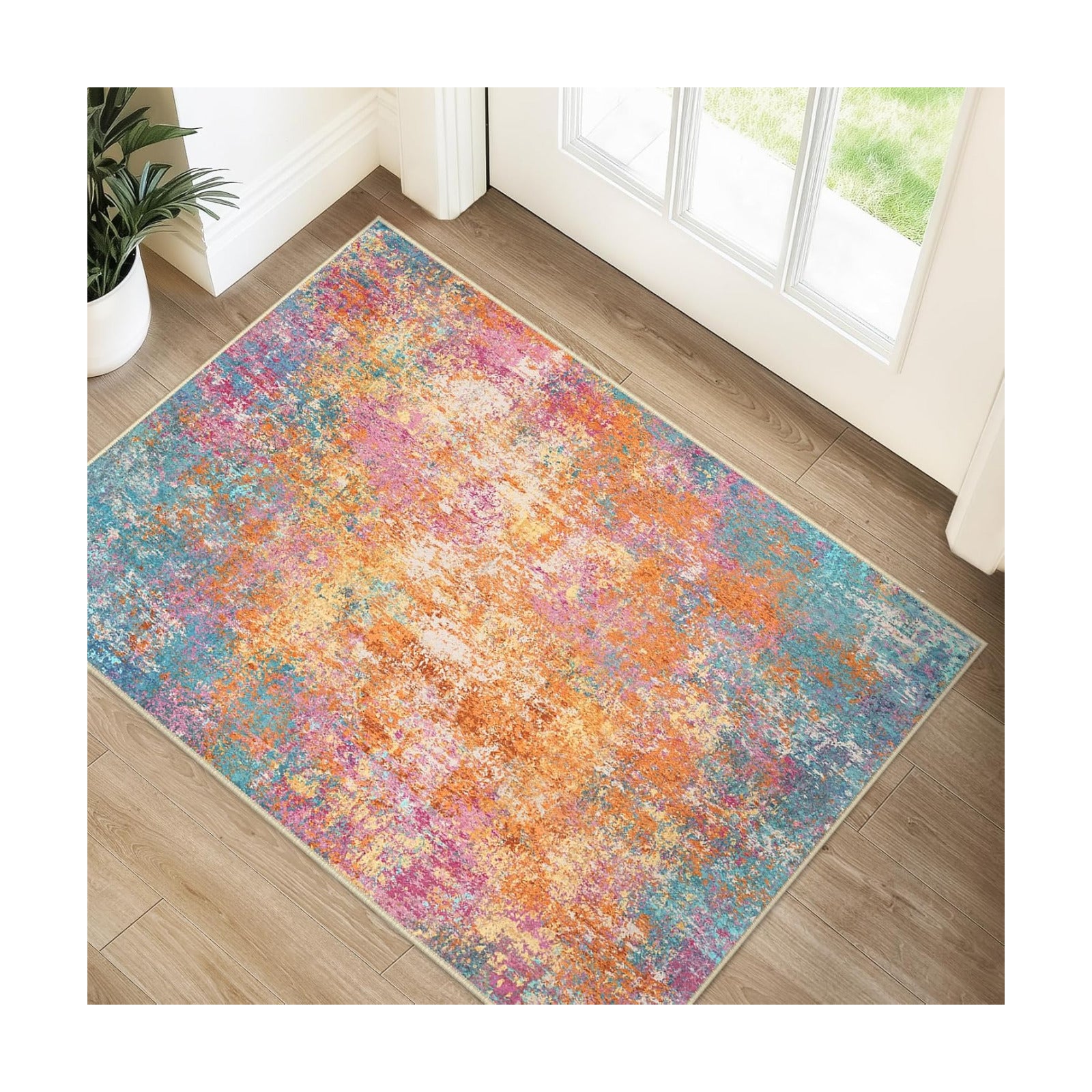 RELEANY Washable 2'x3' Abstract Area Rug for Living Room Starlight
