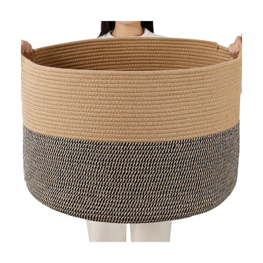 Collapsible Handle Cotton Rope Soft Woven Fabric Storage Organizer Clothes / Camel & Mix Camel / 65L