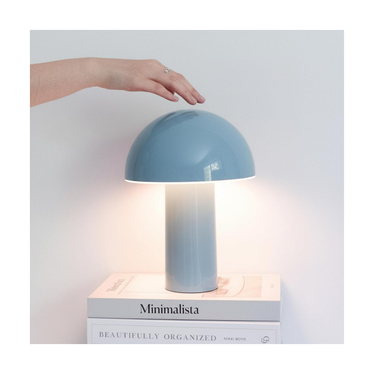 Brightech Celia Small Lamp – 10" Touch-Controlled Mushroom Table Lamp, Cordless & Dimmable LED, Portable & Rechargeable