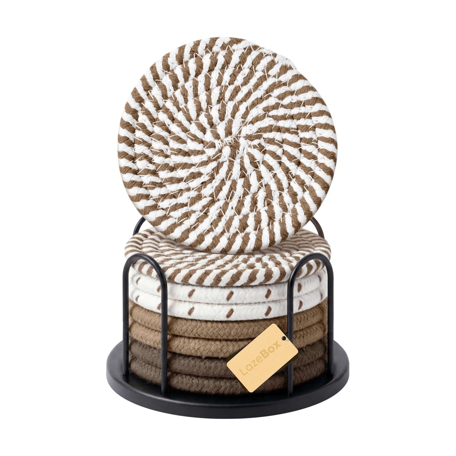 Lazebox Coasters Set of 8 for Drinks, 4 Inch Large Coasters for Coffee Table, Tabletop Protection for Hot & Cold
