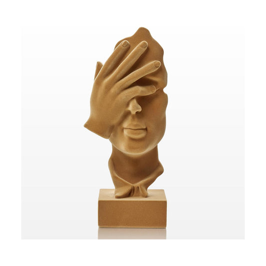 See No Evil Sculpture Modern Abstract Figurine for Desk / Nosee-brown