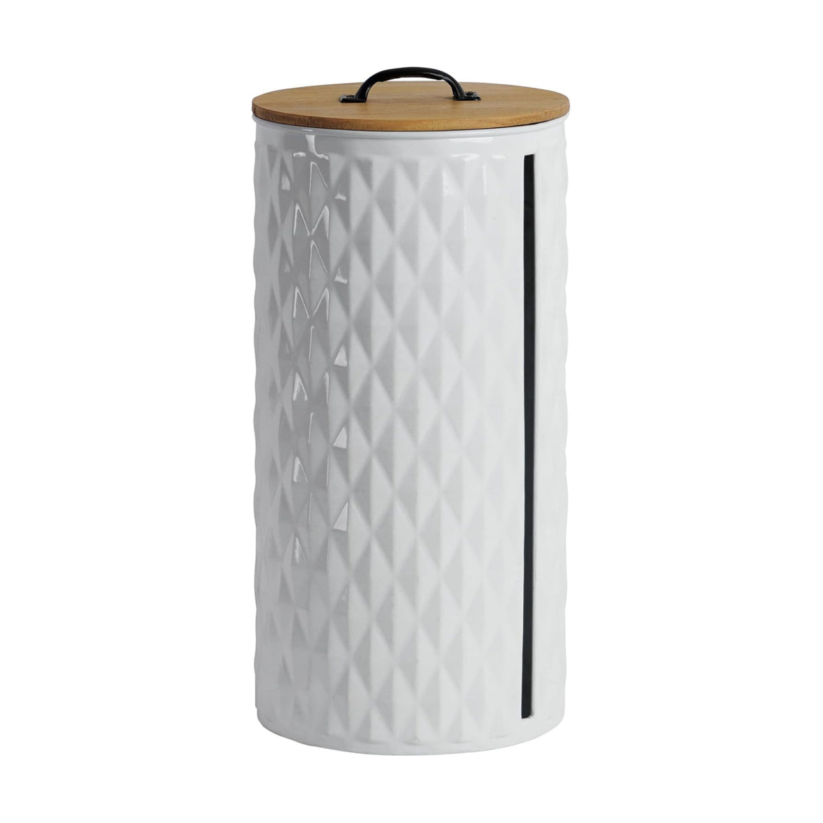 Metal Paper Towel Holder, Weighted Base with Suction Cups | Embossed with Wooden Lid, Easy Tear Roll Dispenser for