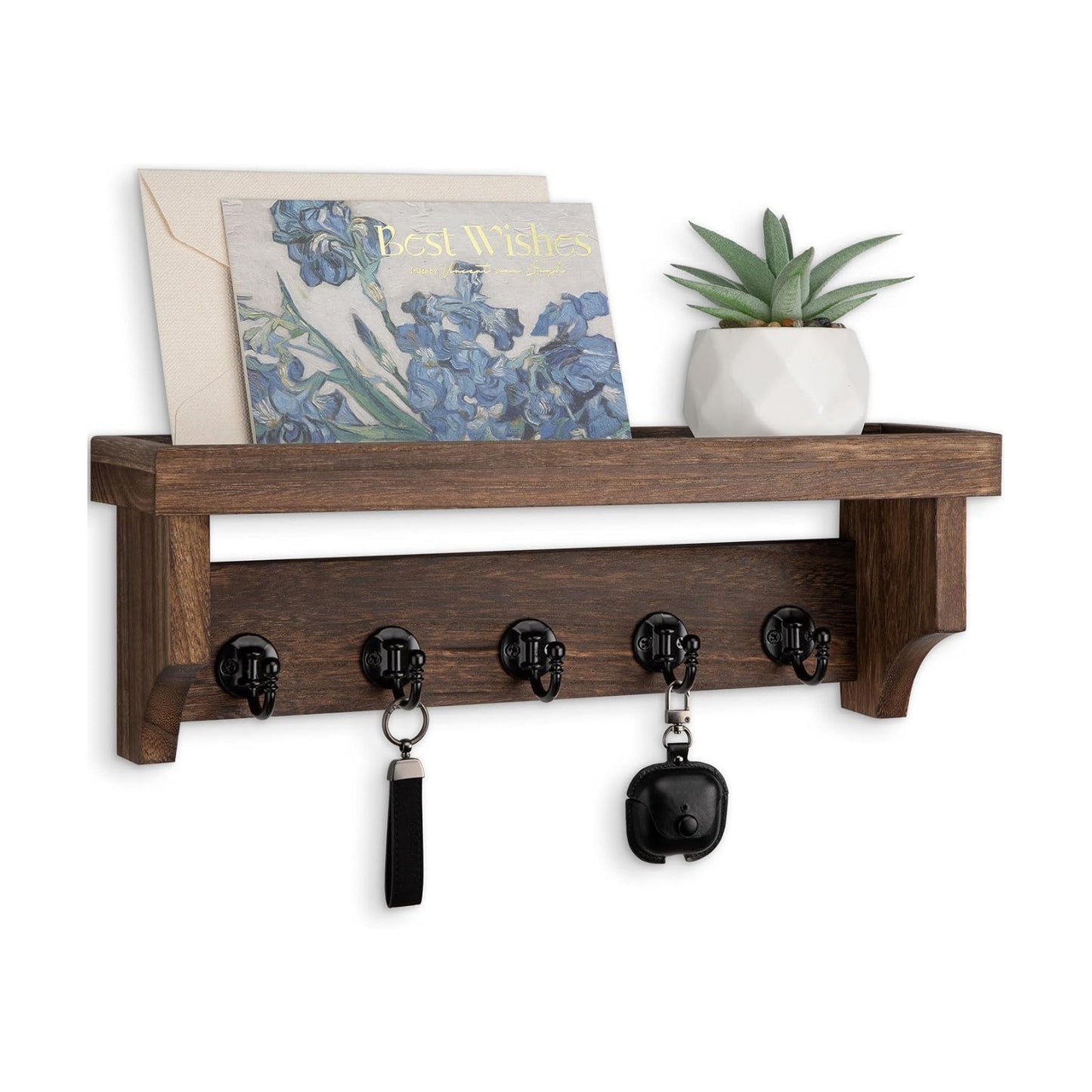 Key Holder / 5 Hooks for Coat / Brown