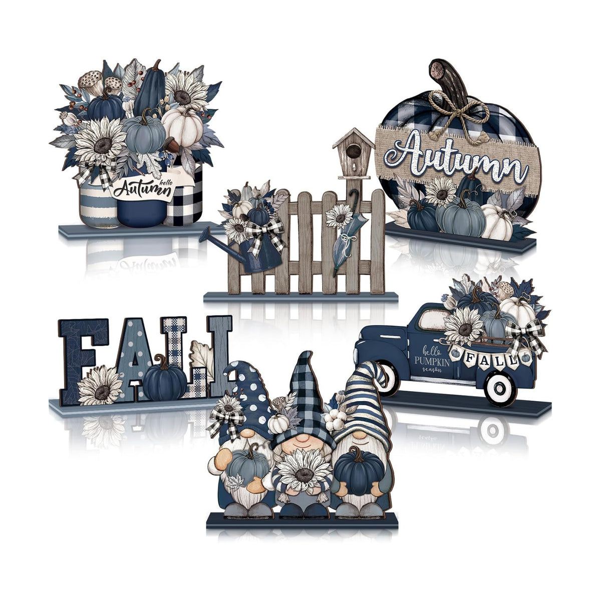 Wenqik 6 Pcs Fall Wooden Table Decorations for Home, Farmhouse Pumpkin