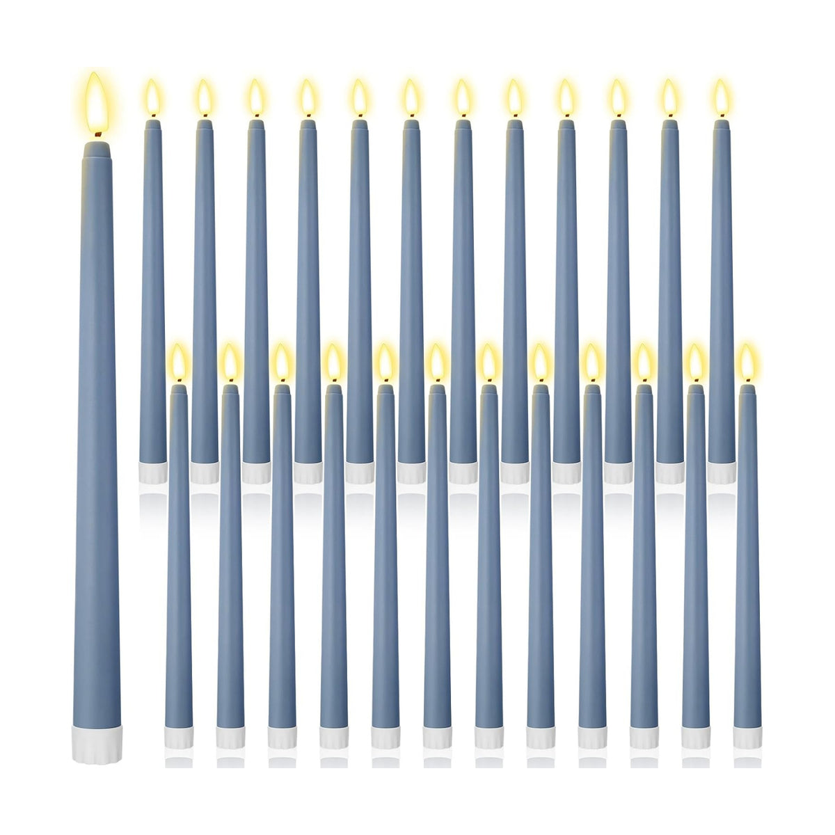 Macarrie 24 Packs Flameless Taper Candles Battery LED 11",Haze Blue | Fake Candlelight Flameless Candlesticks