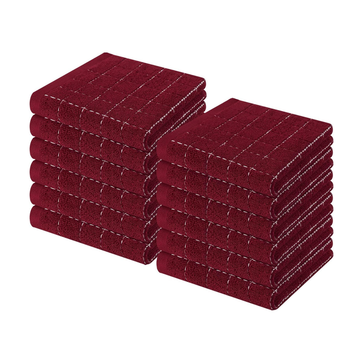 Homaxy 100% Cotton Terry Kitchen Dish Cloths, 12 Pack, Burgundy | Ultra Soft and Absorbent Dish Towels for Kitchen