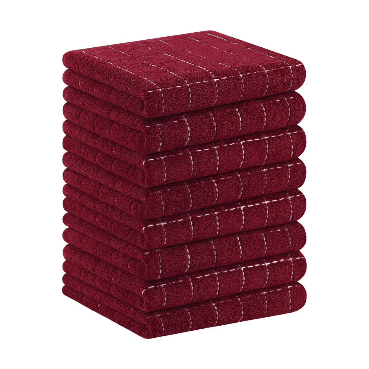Homaxy 100% Cotton Terry Kitchen Towels, 8 Pack, Burgundy | Ultra Soft and Absorbent Dish Towels for Kitchen, Suitable