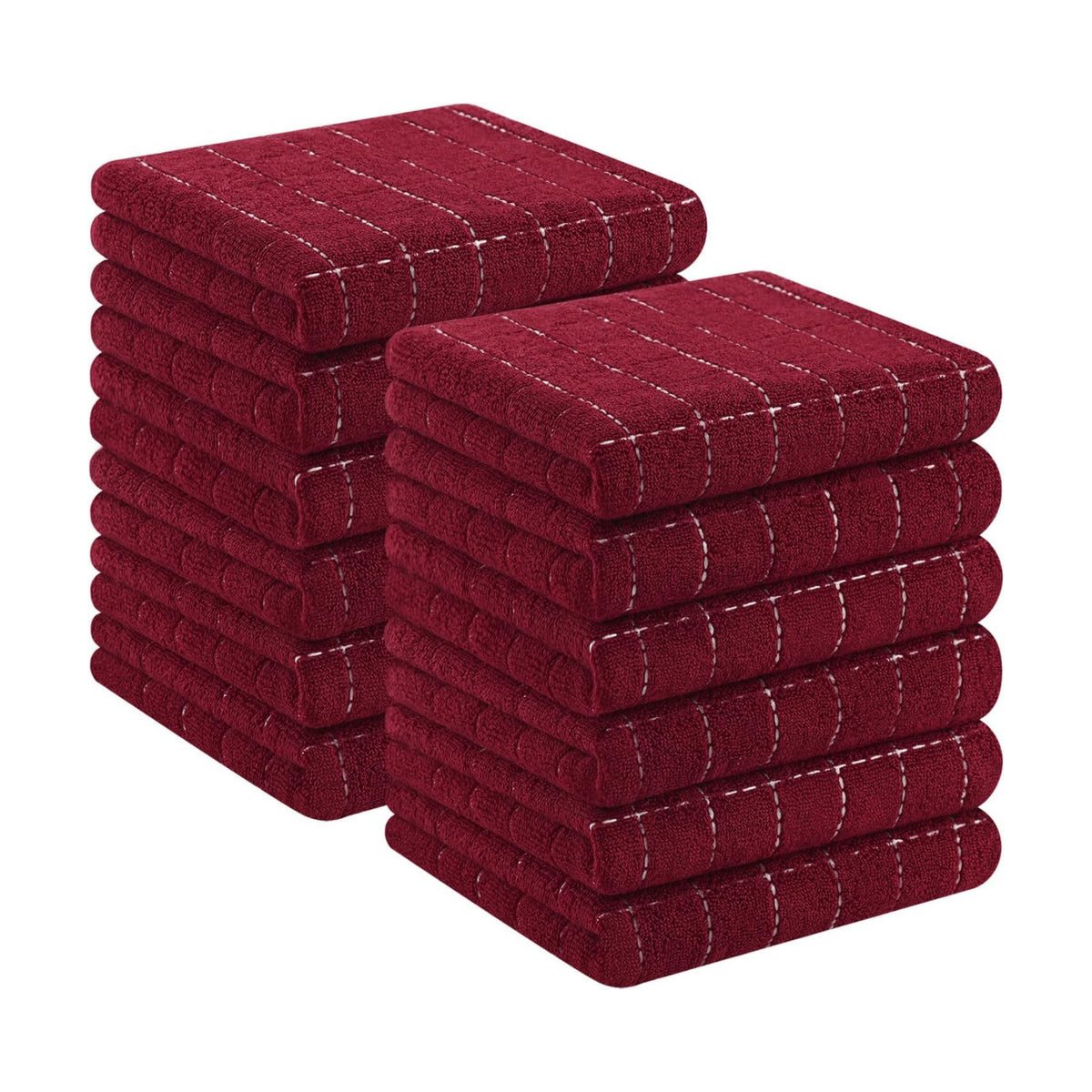 Homaxy 100% Cotton Terry Kitchen Towels, 12 Pack, Burgundy | Ultra Soft and Absorbent Dish Towels for Kitchen, Suitable