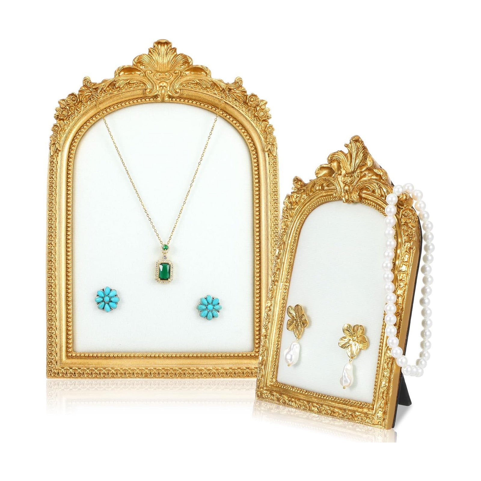 Elegant Jewelry Display Stand Vintage Necklace Display Stand Earring Tray Resin / Gold / Set of 2
