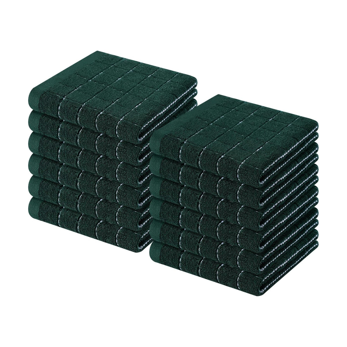 Homaxy 100% Cotton Terry Kitchen Dish Cloths, 12 Pack, Blackish Green | Ultra Soft and Absorbent Dish Towels for