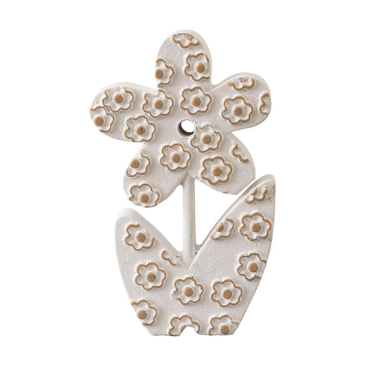 Vintage Small Wooden Flowers Table Decorations for Dining Room / White / 5 x 8