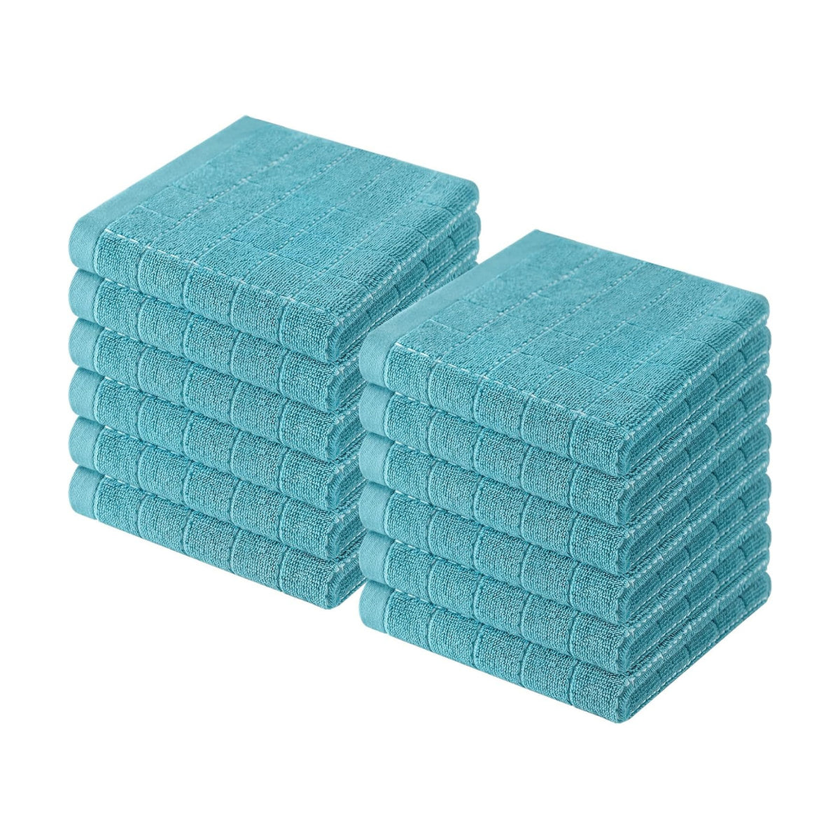 Homaxy 100% Cotton Terry Kitchen Dish Cloths, 12 Pack, Lake Blue | Ultra Soft and Absorbent Dish Towels for Kitchen