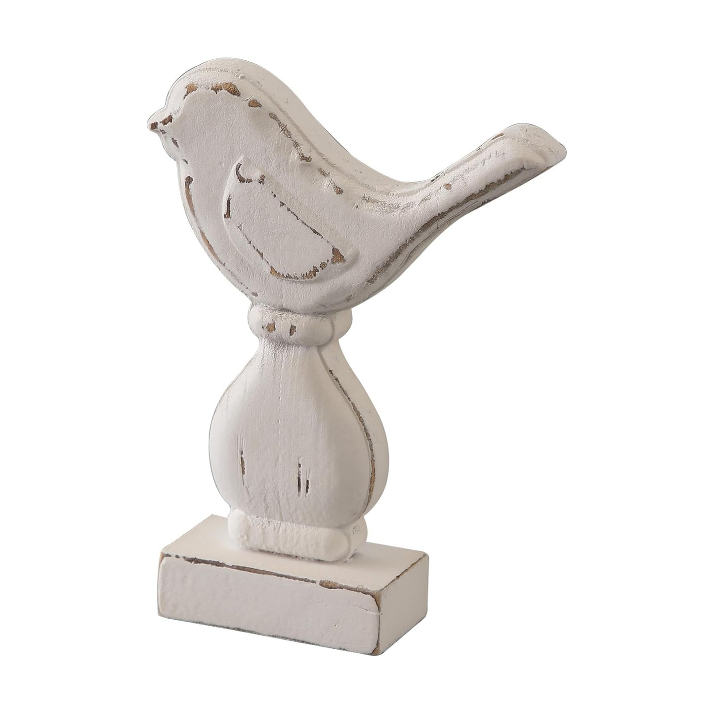 Farmhouse Small Bird Figurines Home Decor / White / 6 x 8