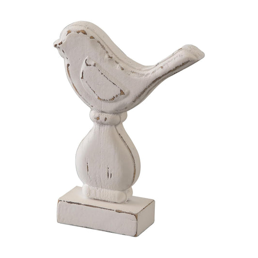 Farmhouse Small Bird Figurines Home Decor / White / 6 x 8