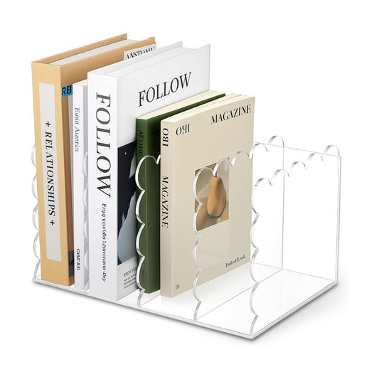 Scalloped Acrylic Book Holder for Desk / Clear / 11.22 x 7.28 x 6.5