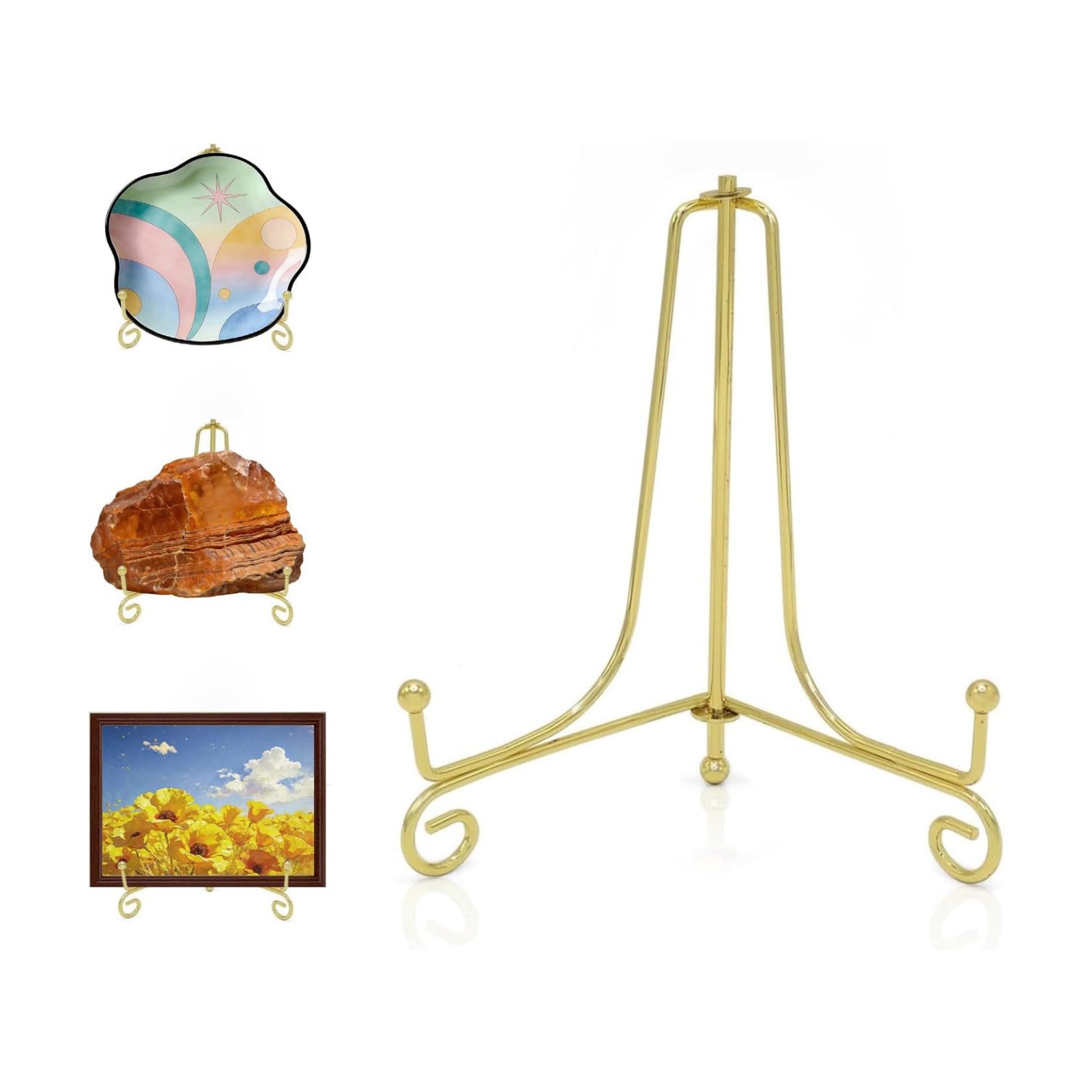 Iron Plate Stands for Display / Gold / 8 Inch / Set of 4